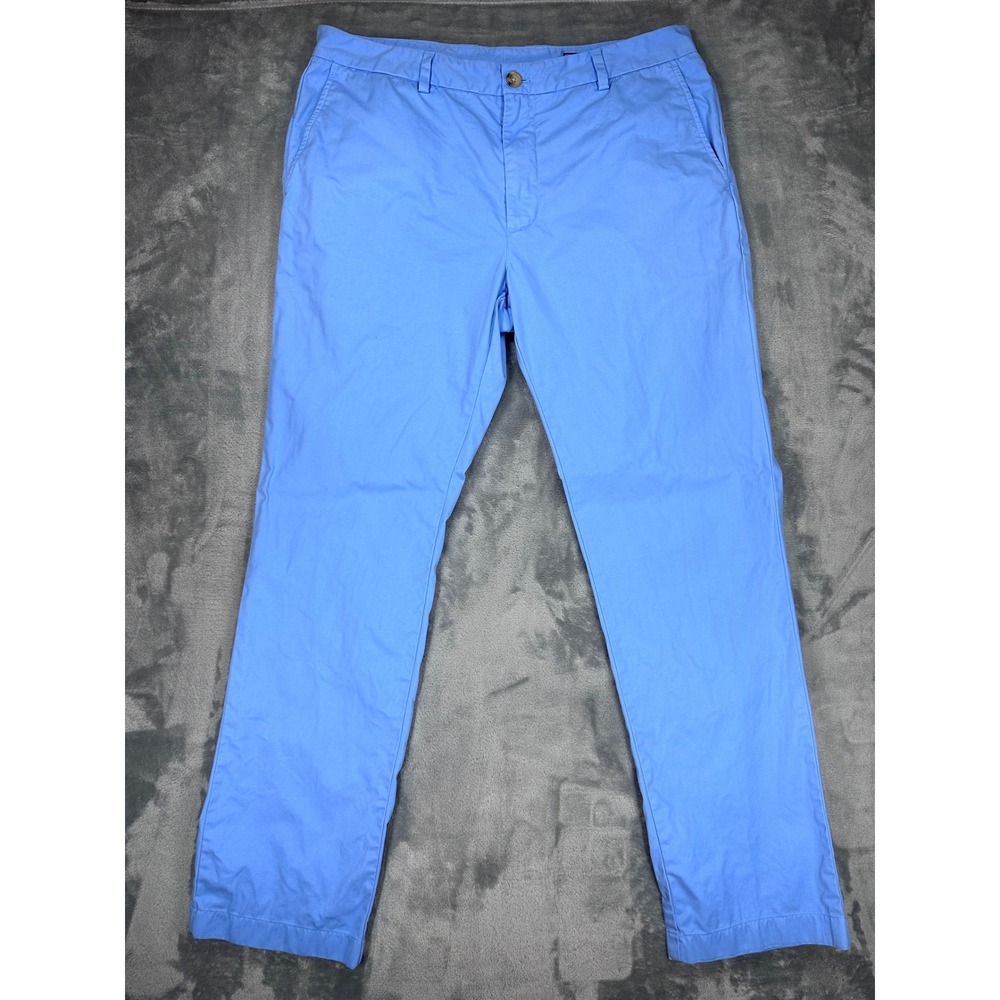 Vineyard Vines Slim Fit Breaker Pant Mens 35x32 Light Blue Cotton Chino Trousers